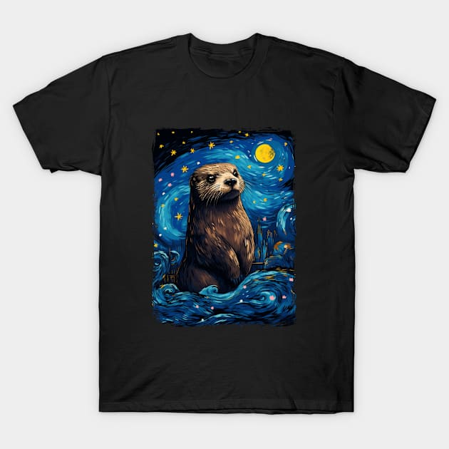 Otter Starry Night T-Shirt by favoriteshirt